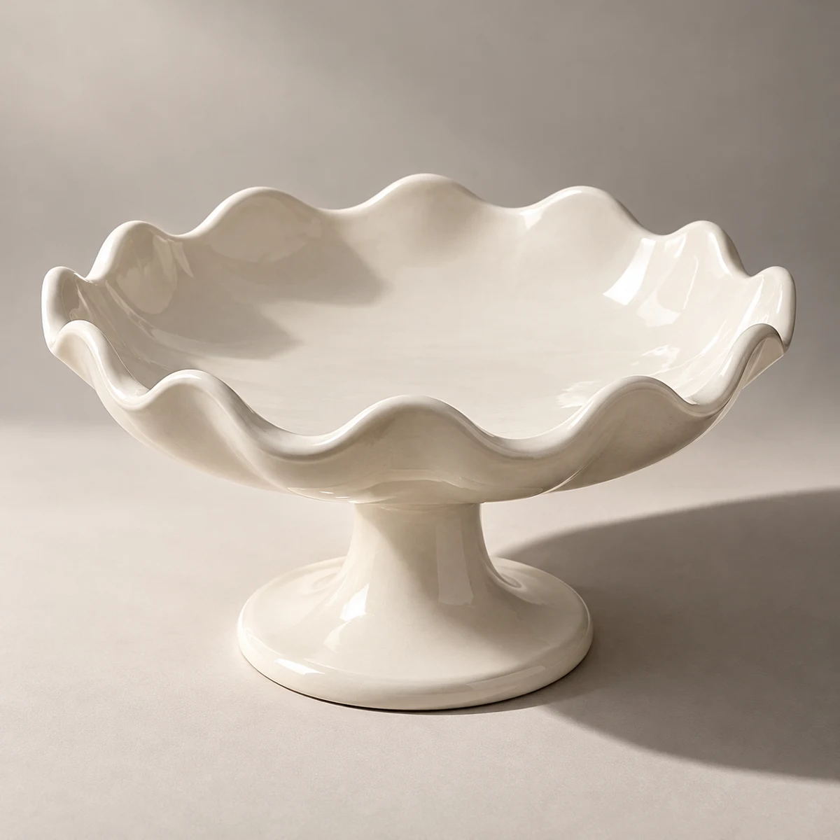 Ripple One, Chalk Glazed stoneware pedestal bowl